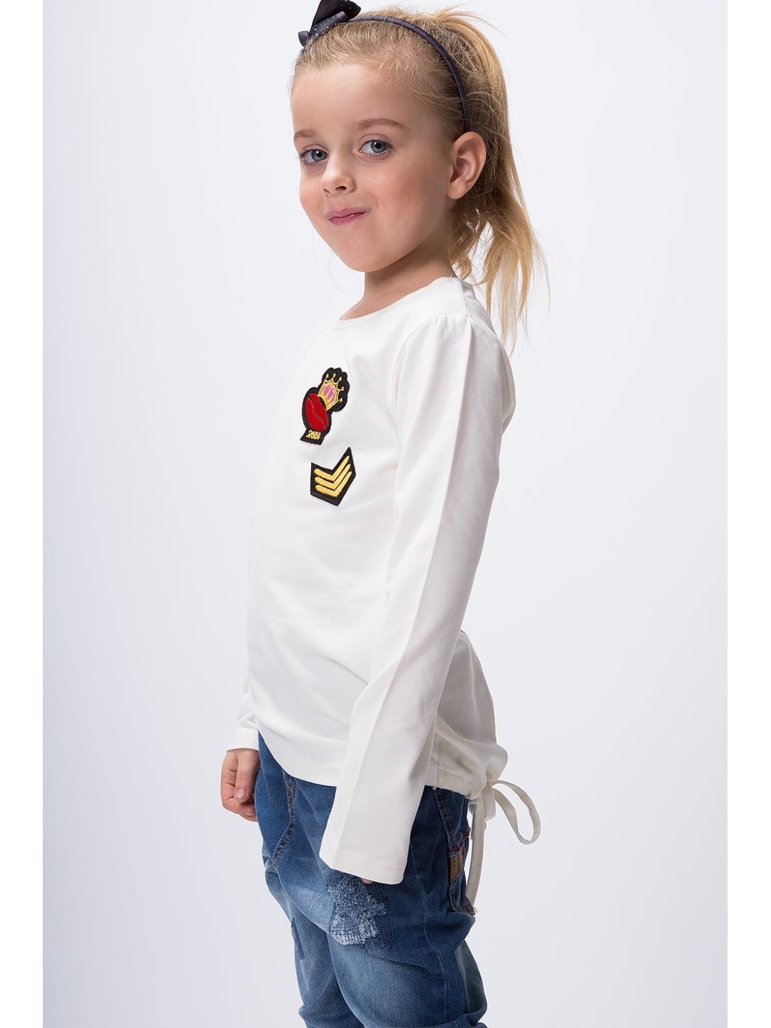 Bluza crem cu plasturi NDZ8129 - Magazin online - Boutique